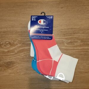 CHAMPION 3 Pack Women's Ankle Socks Colorblocked New